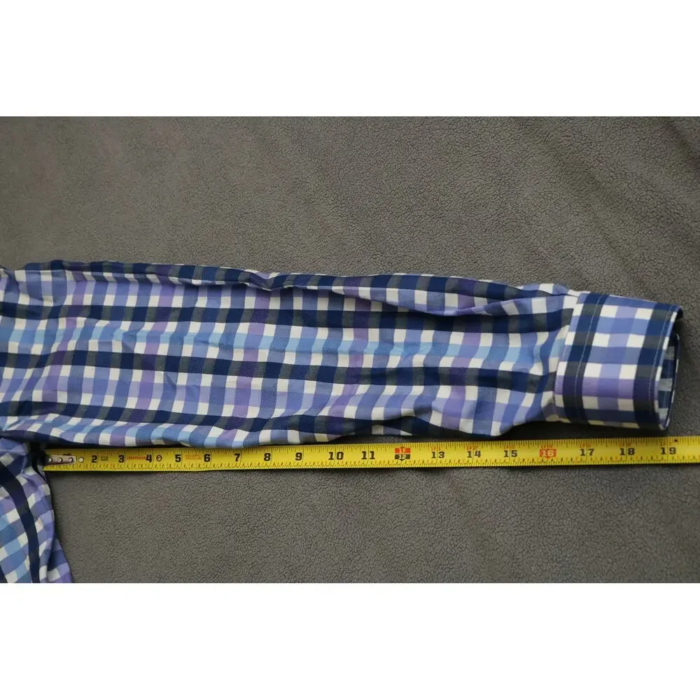 BANANA REPUBLIC Dress shirt Mens Small Plaid Blue Purple Cotton Career Office
